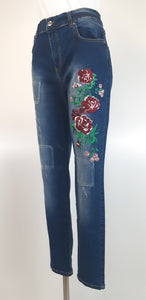 GRETHA JEANS RICAMO ROSE G.P016R.2135