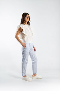 Pantalone vita alta in cotone White Sand 311