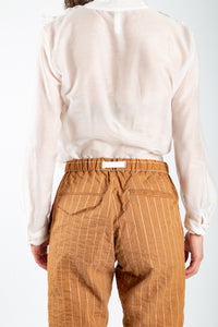 Pantalone in lino gessato White Sand 355