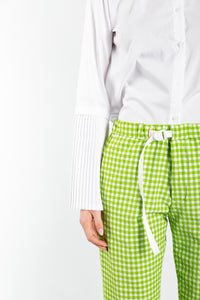 Pantalone in cotone vichy White Sand 358